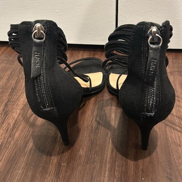 Schutz Camurca Black Open Toe Heels, Size 9 - Picture 3 of 10